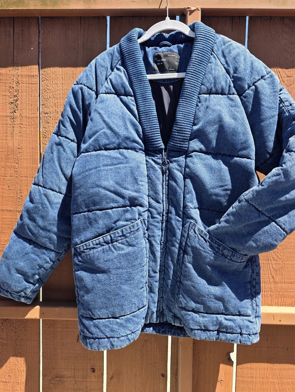 Zara Man Quilted Kimono Jacket in Blue